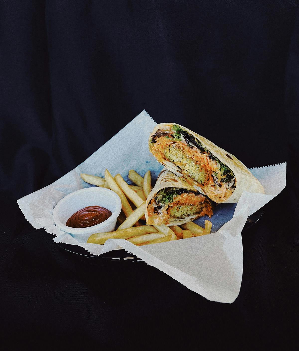 Close up photo of Wheelhouse Kimchi Fries on a plate.